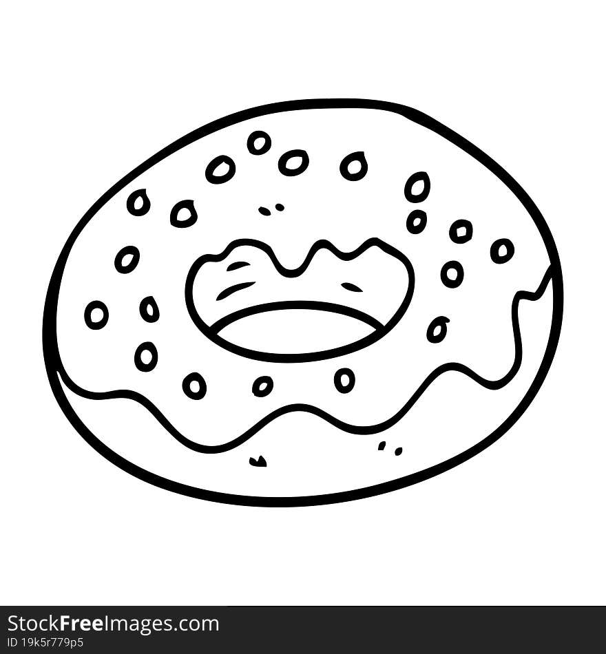 line drawing cartoon chocolate coated donut