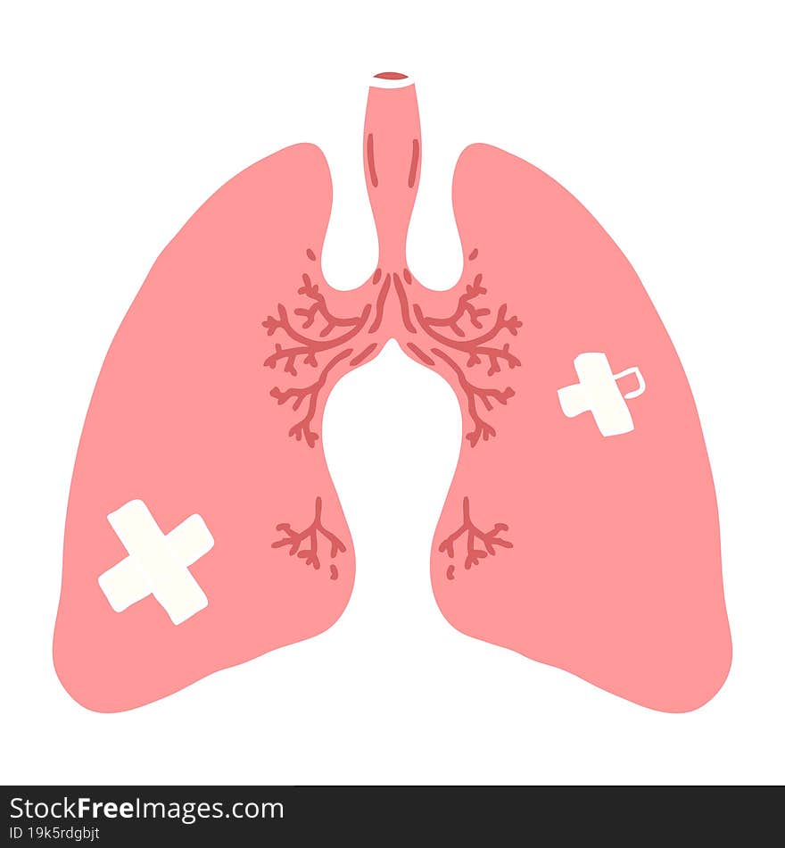 flat color style cartoon lungs