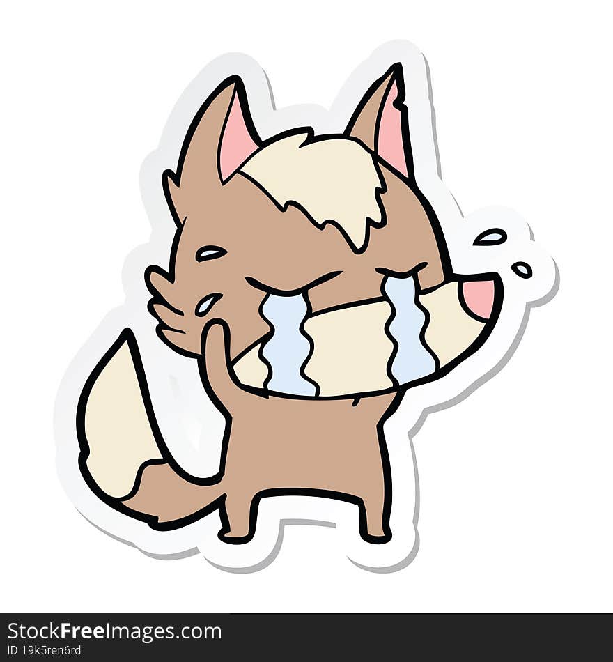 Sticker Of A Cartoon Crying Wolf