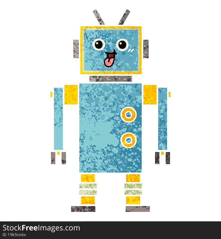 Retro Illustration Style Cartoon Robot