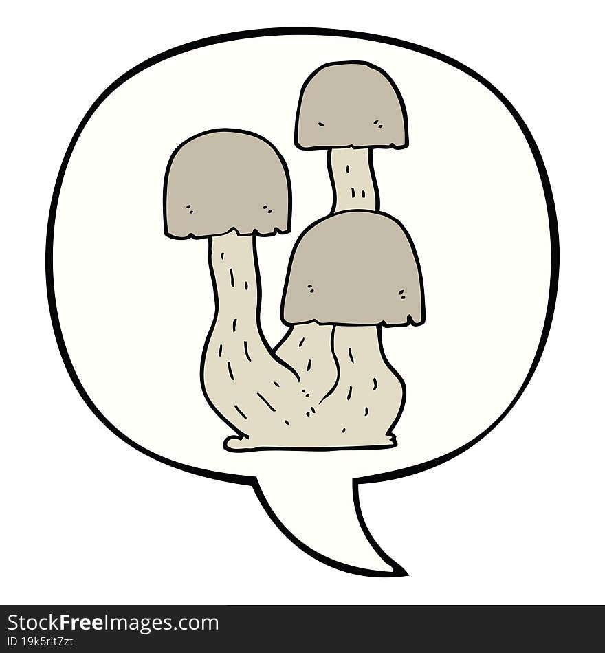 Cartoon Mushroom And Speech Bubble