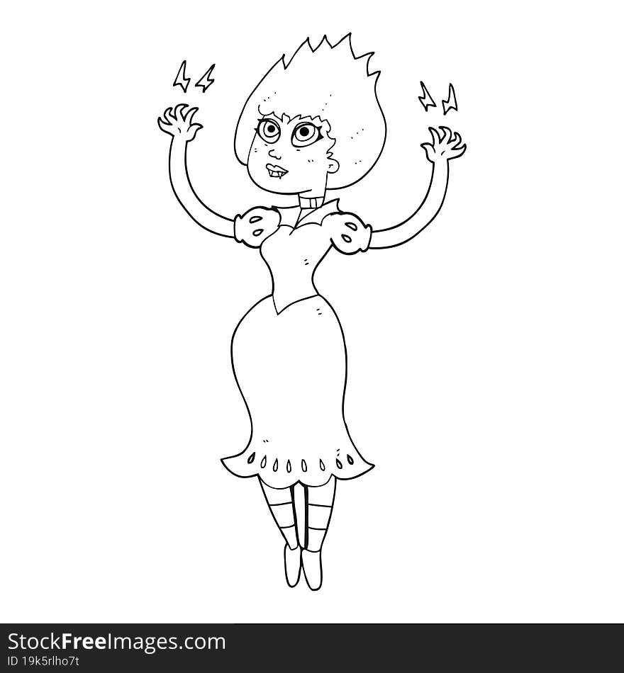 Black And White Cartoon Vampire Girl