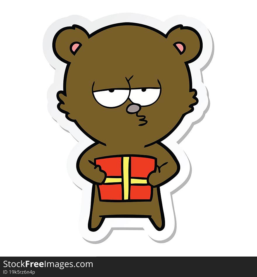 sticker of a christmas bear cartoon