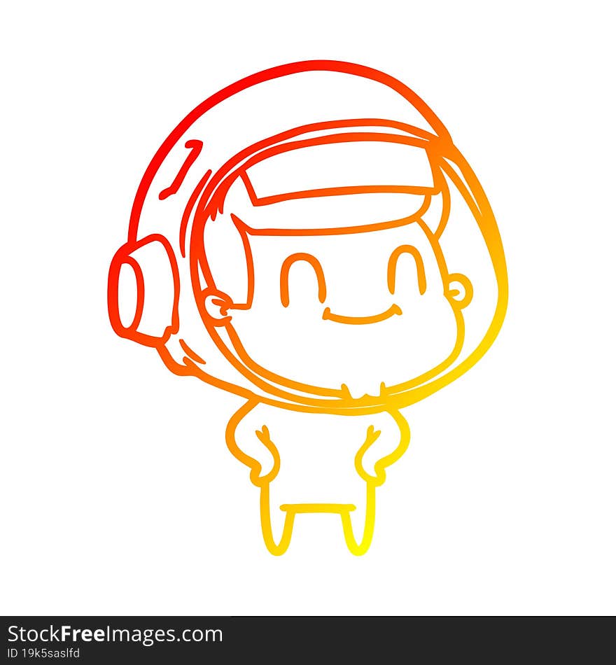 warm gradient line drawing happy cartoon astronaut man