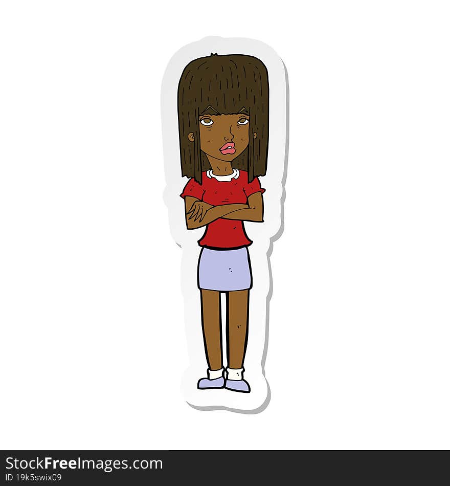 sticker of a cartoon woman standing