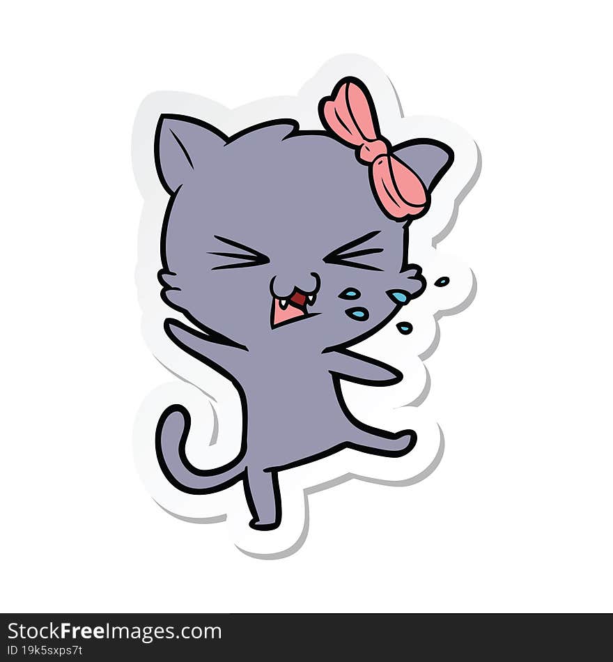 Sticker Of A Cartoon Cat