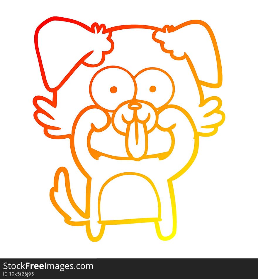 warm gradient line drawing of a cartoon dog with tongue sticking out