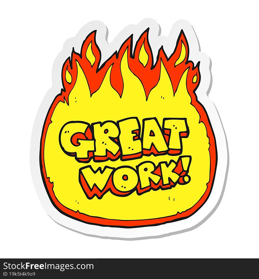 sticker of a great work cartoon symbol