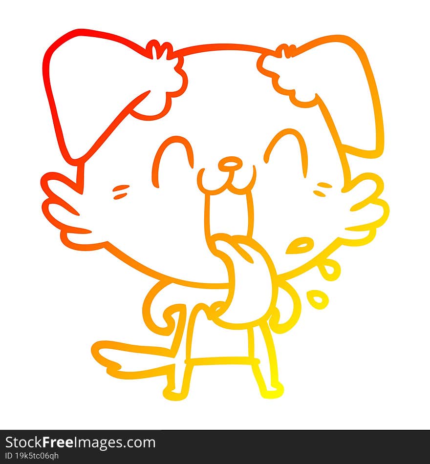 warm gradient line drawing cartoon panting dog