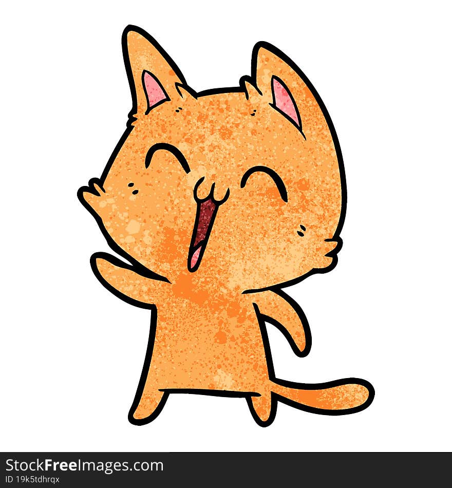 happy cartoon cat meowing. happy cartoon cat meowing