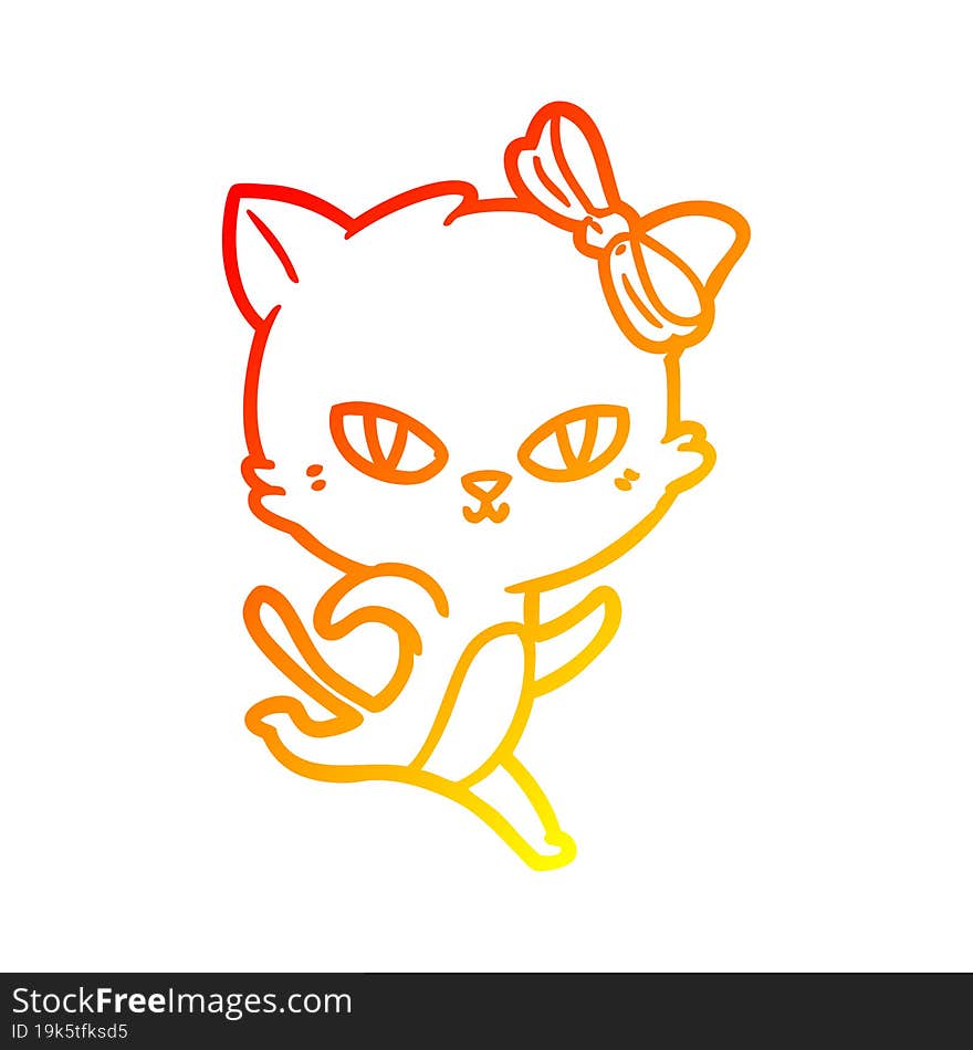 warm gradient line drawing cute cartoon cat