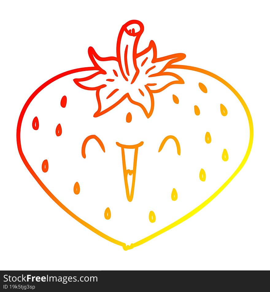 warm gradient line drawing happy cartoon strawberry