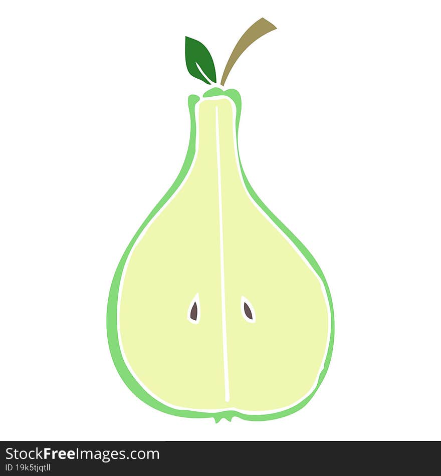 flat color illustration of a cartoon half pear