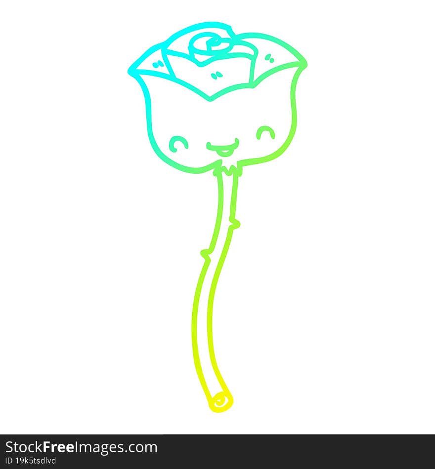 cold gradient line drawing cartoon rose