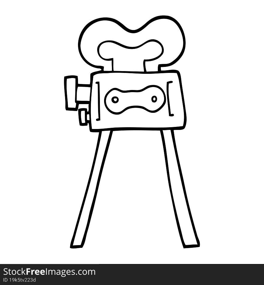 black and white cartoon film camera