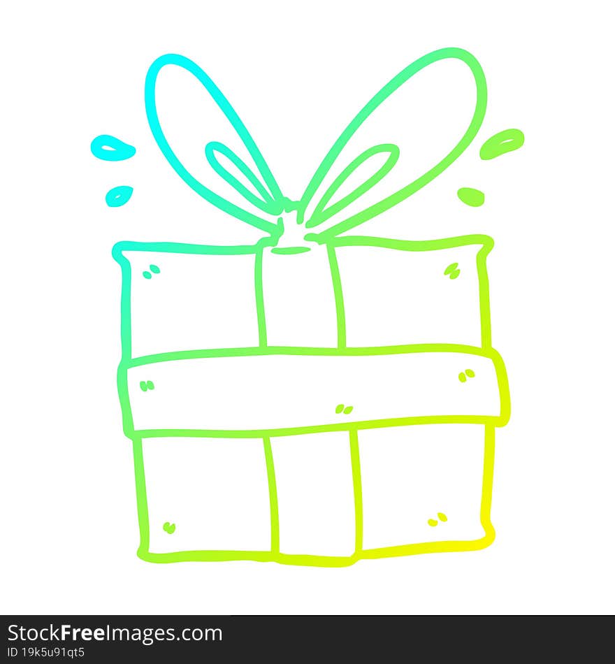 cold gradient line drawing wrapped gift