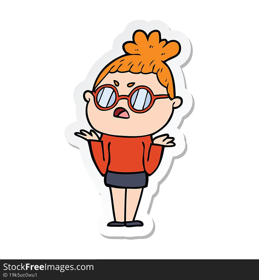 sticker of a cartoon annoyed woman