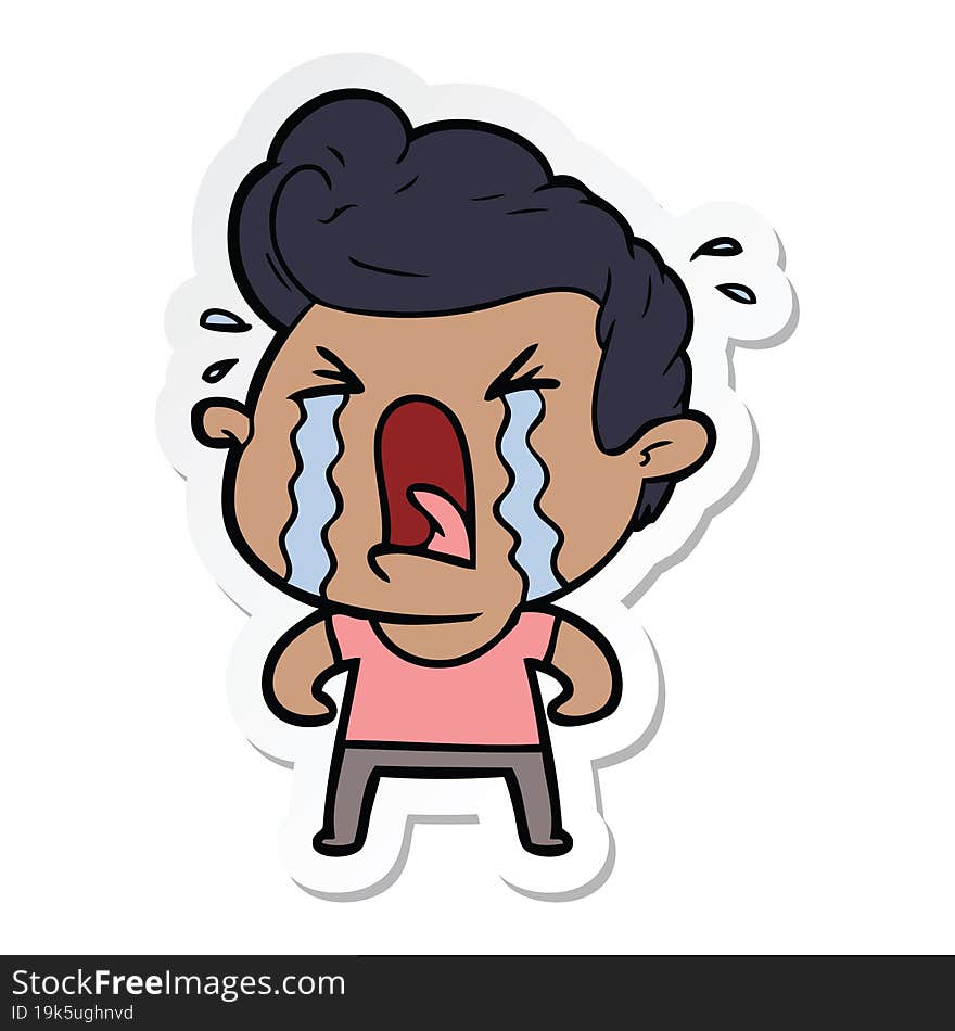 Sticker Of A Cartoon Crying Man