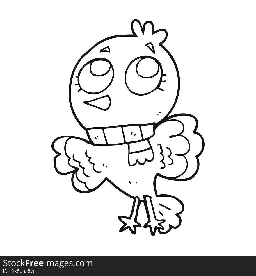 cute black and white cartoon bird