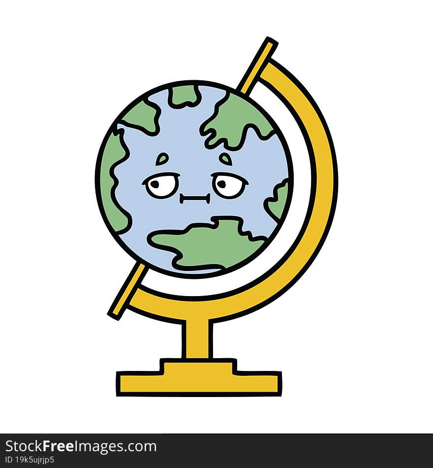 cute cartoon of a globe of the world