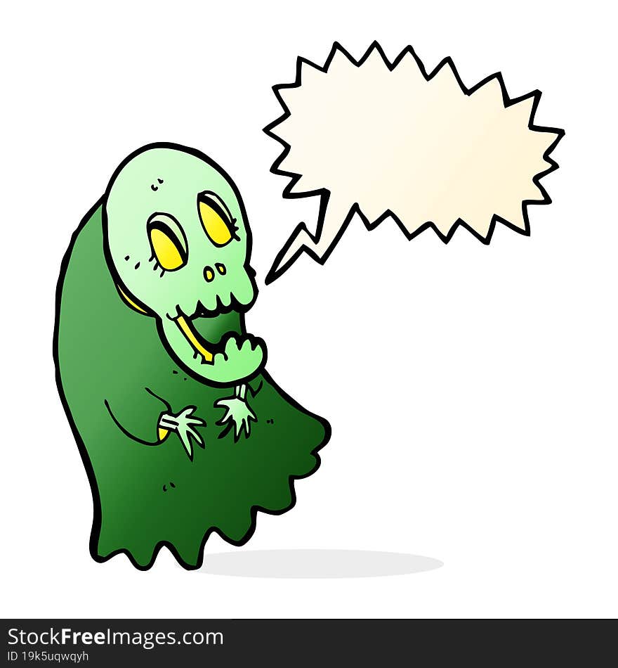 Cartoon Spooky Ghoul With Speech Bubble