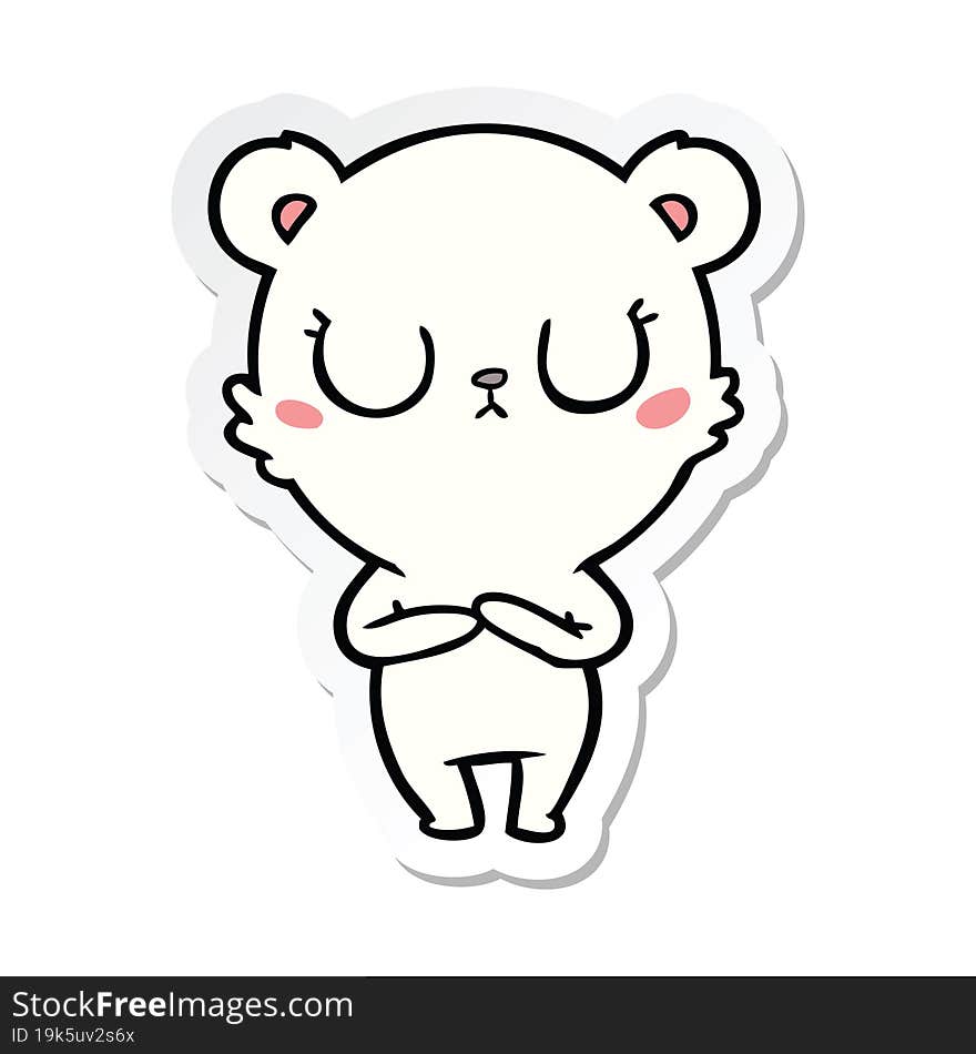 Sticker Of A Peaceful Cartoon Polar Bear