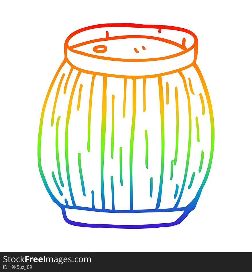 Rainbow Gradient Line Drawing Cartoon Beer Barrel