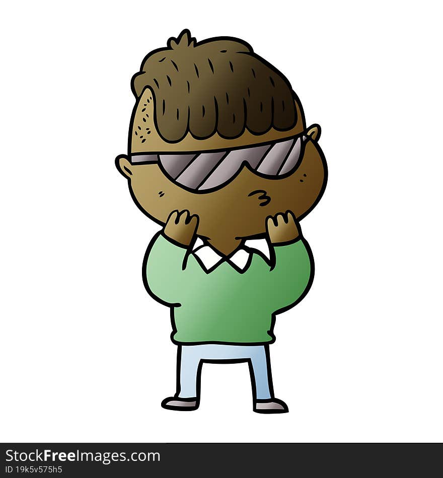 cartoon boy wearing sunglasses. cartoon boy wearing sunglasses