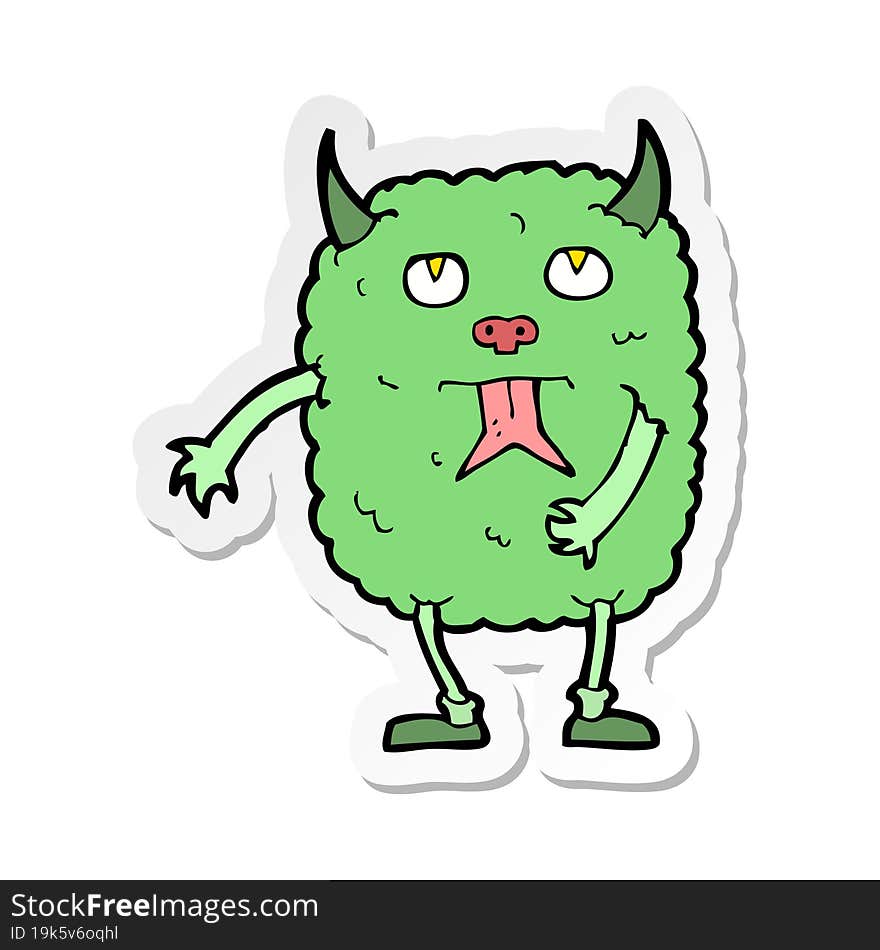 sticker of a funny cartoon monster