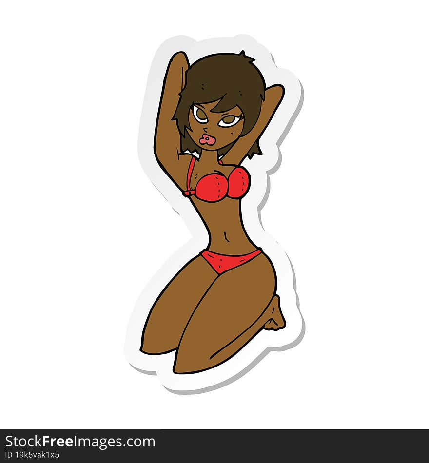 sticker of a cartoon sexy woman posing