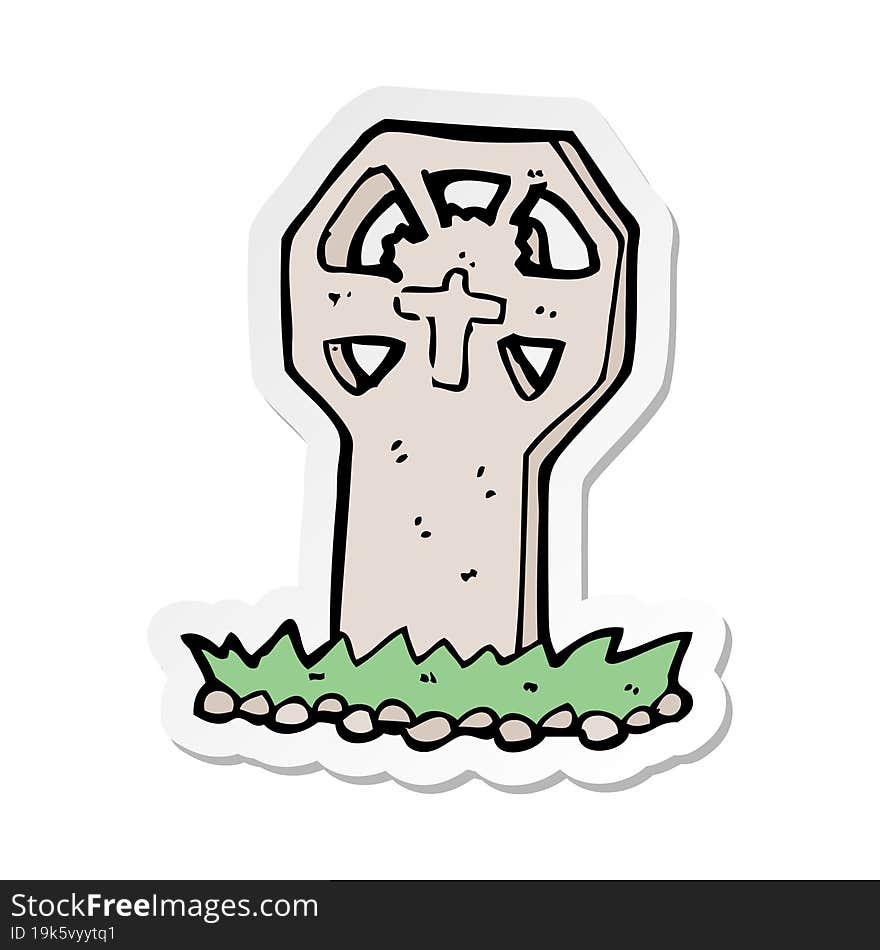 sticker of a cartoon spooky grave