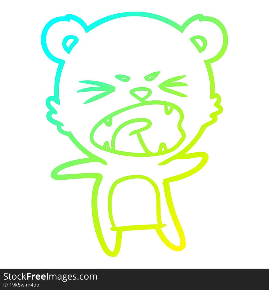 cold gradient line drawing angry cartoon bear