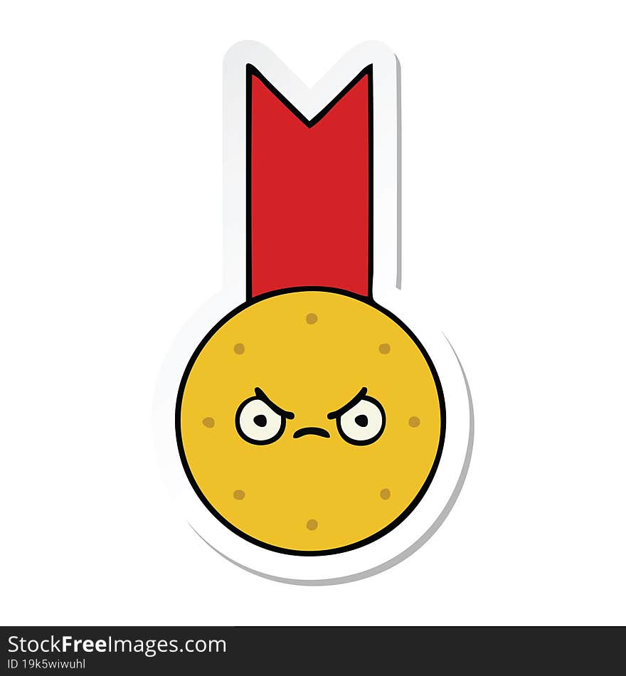 sticker of a cute cartoon gold medal