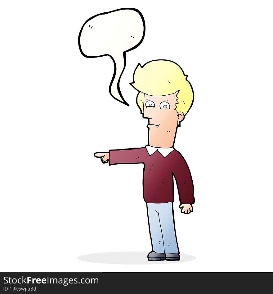 cartoon man pointing with speech bubble