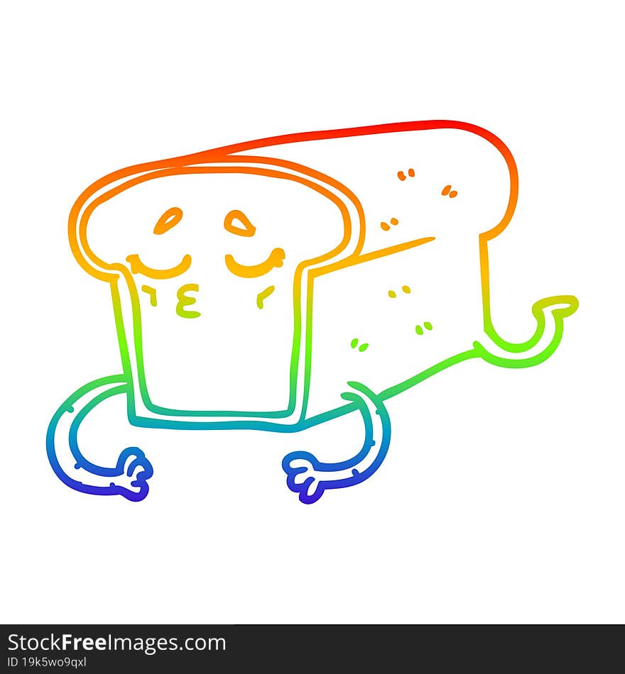 rainbow gradient line drawing cartoon loaf of bread