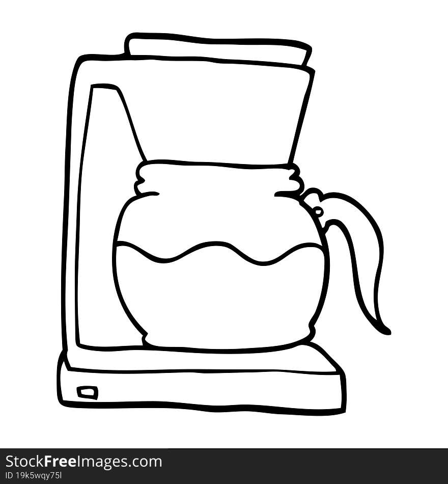 Line Drawing Cartoon Coffee Machine