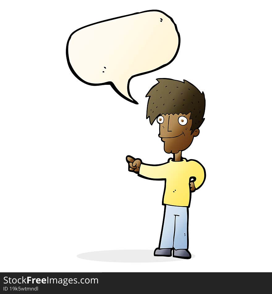 cartoon man pointing with speech bubble