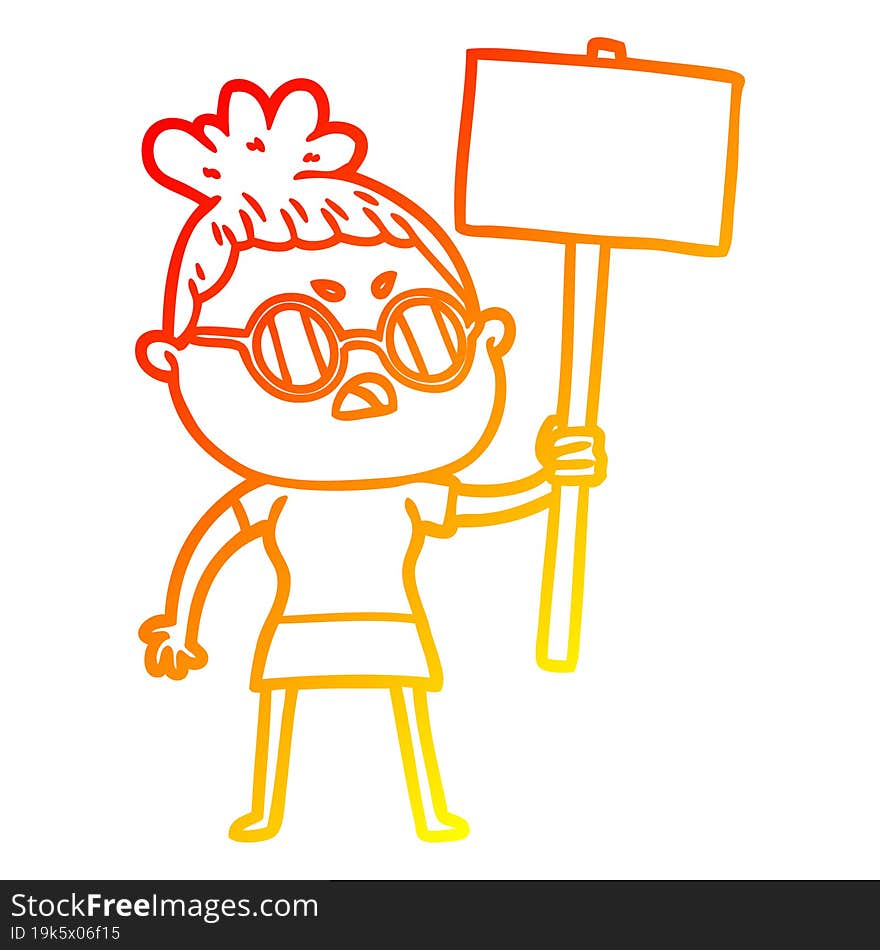 warm gradient line drawing cartoon annoyed woman