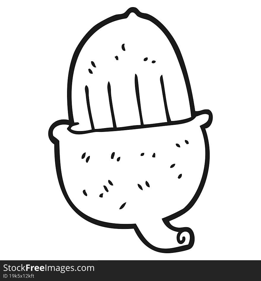 black and white cartoon acorn