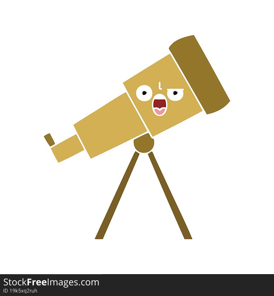 flat color retro cartoon telescope