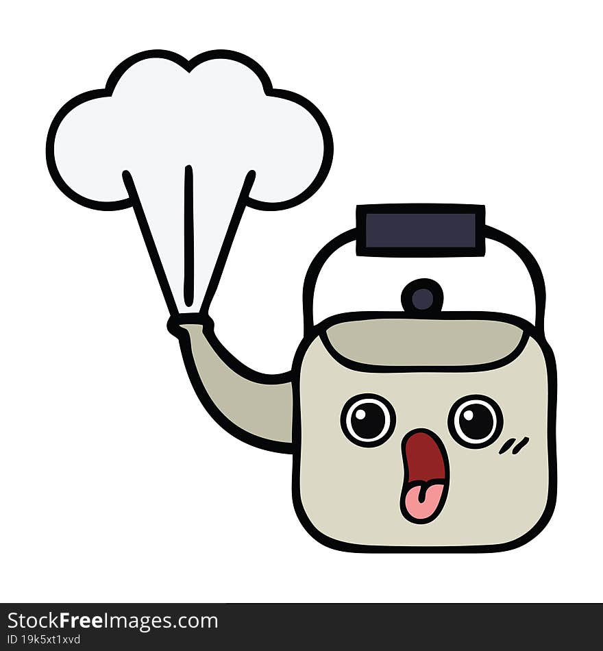 Cute Cartoon Steaming Kettle