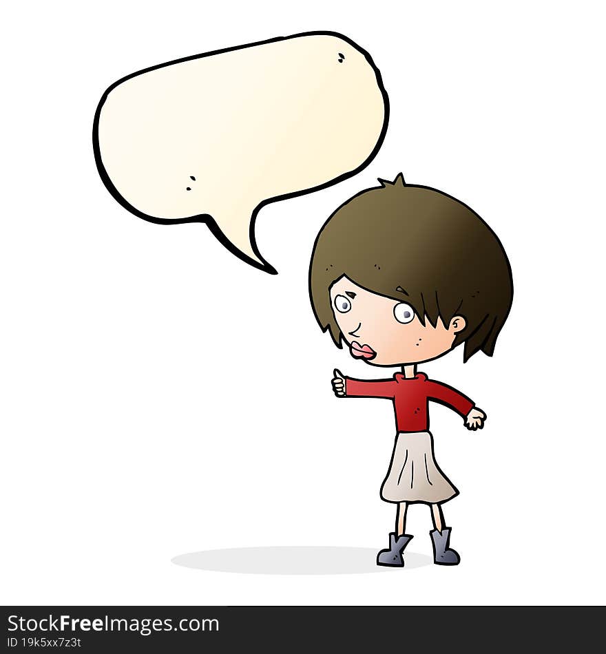 Cartoon Woman Raising Eyebrow With Speech Bubble