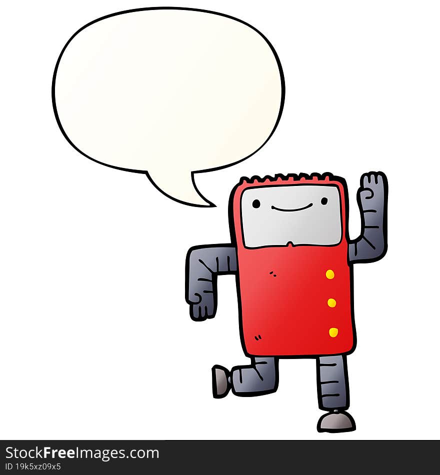 cartoon robot and speech bubble in smooth gradient style