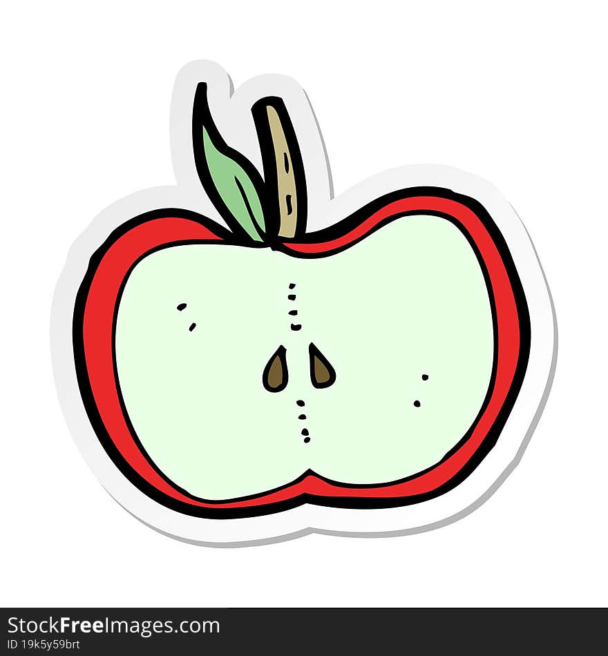 sticker of a cartoon apple half