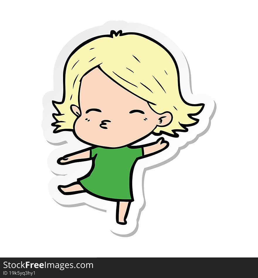 sticker of a cartoon woman dancing