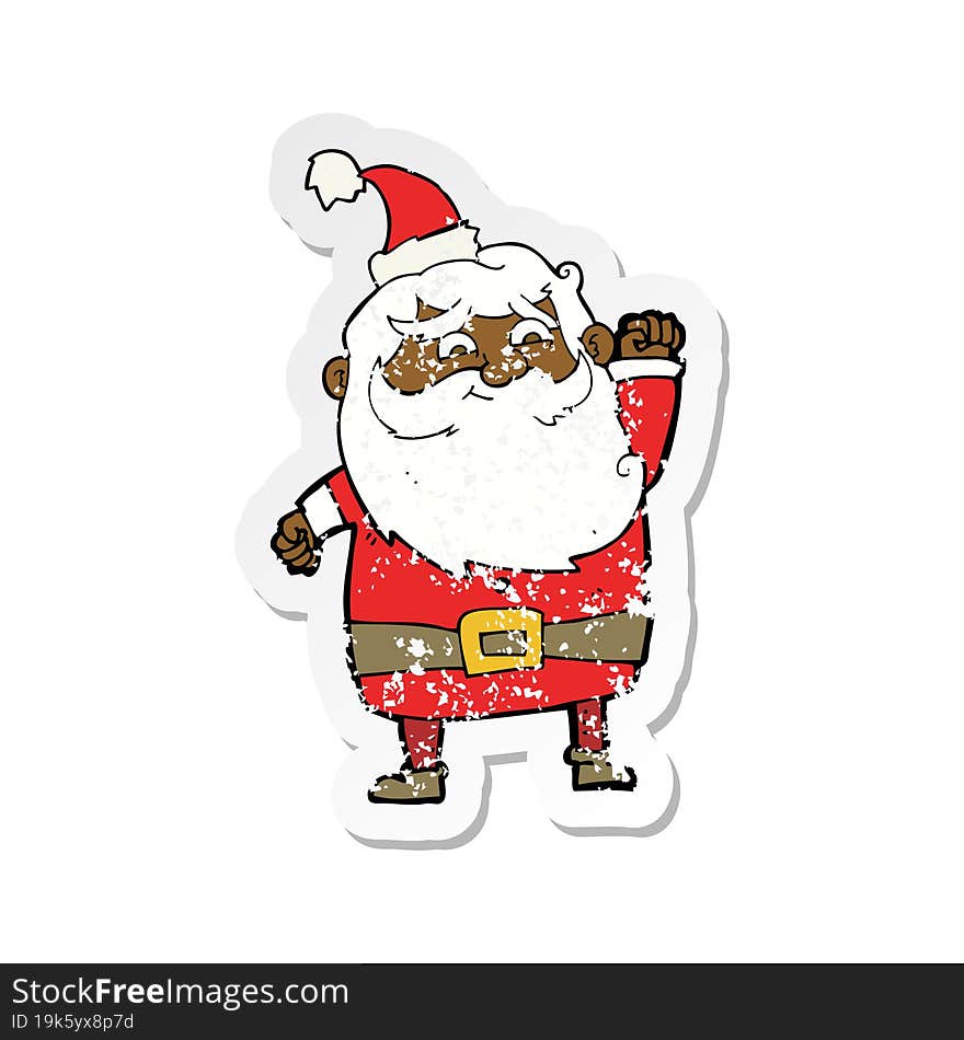 retro distressed sticker of a cartoon santa claus