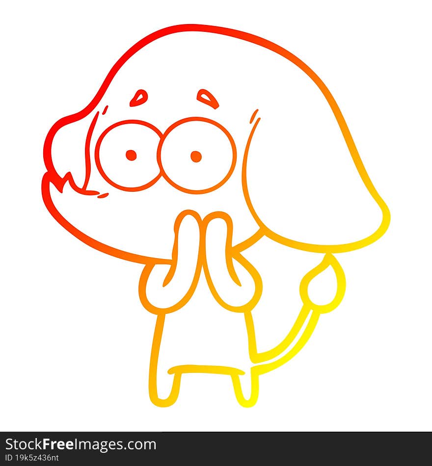 Warm Gradient Line Drawing Cartoon Unsure Elephant