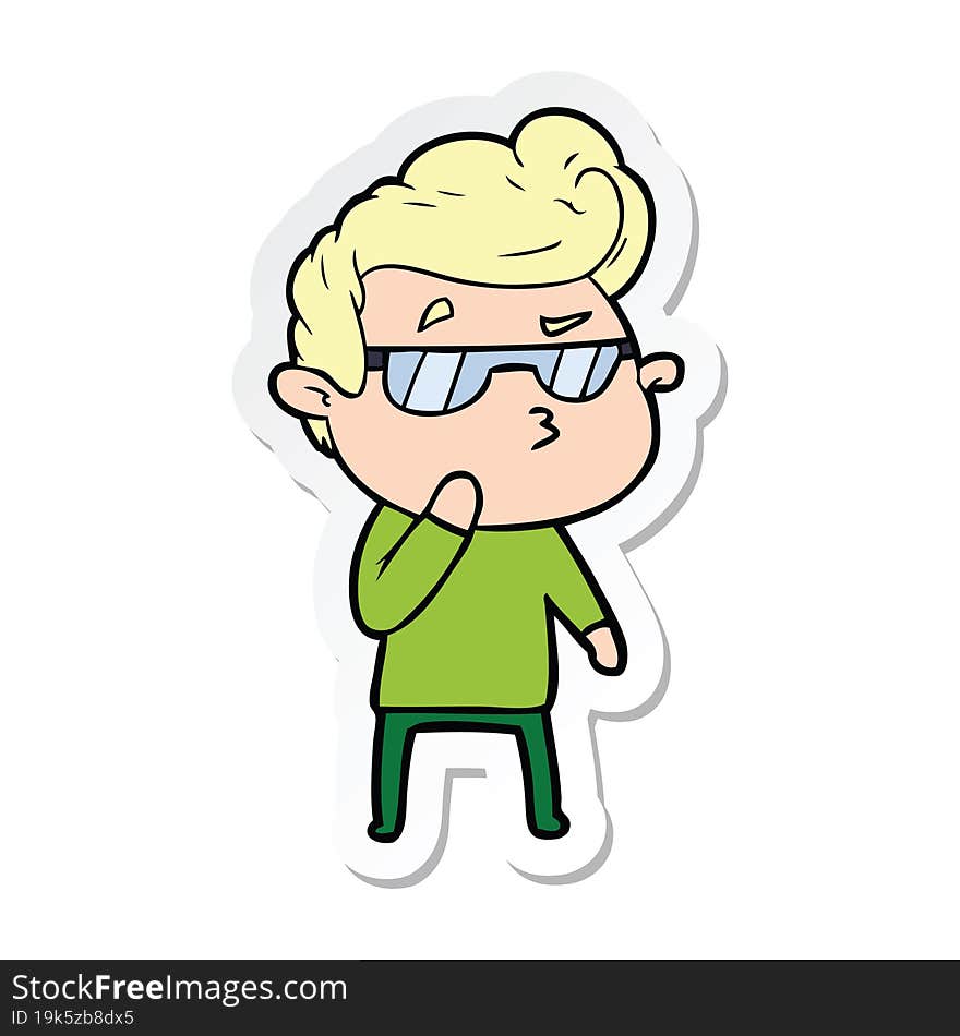 sticker of a cartoon cool guy