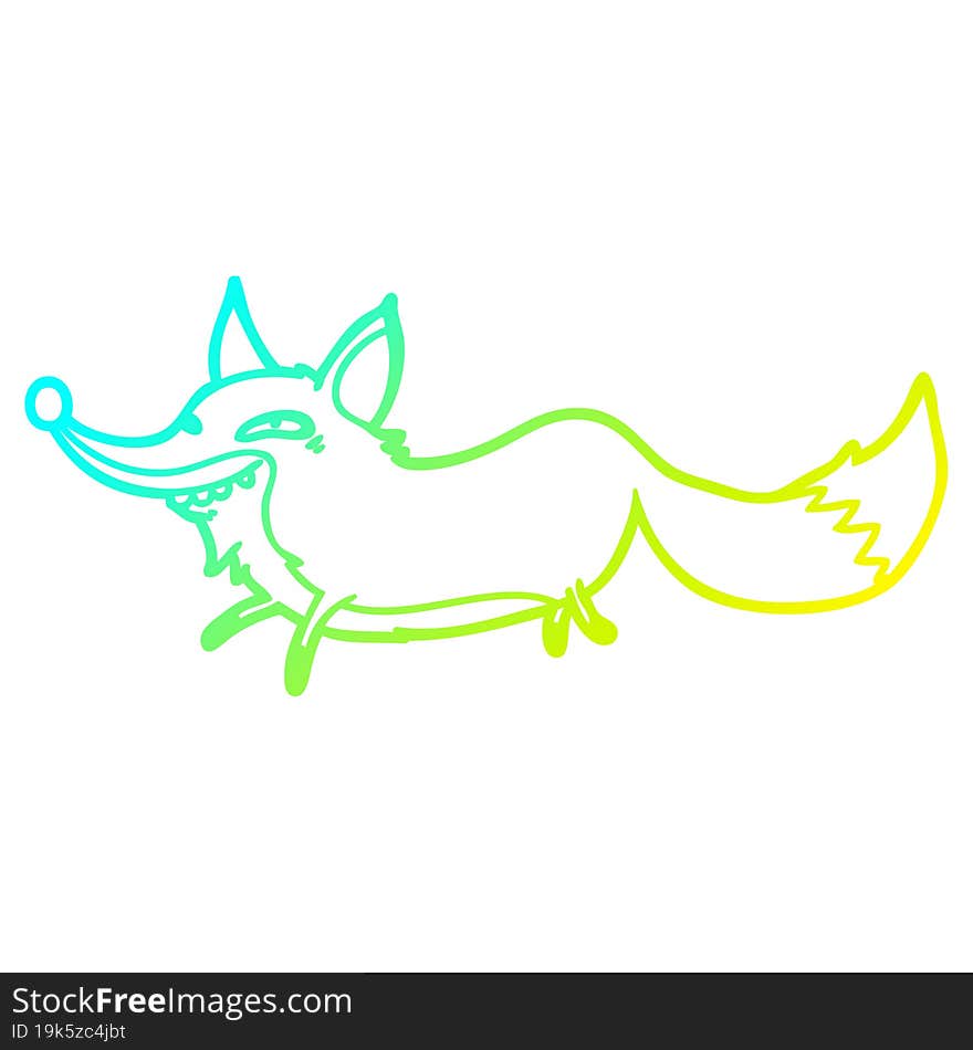 cold gradient line drawing cute cartoon sly fox