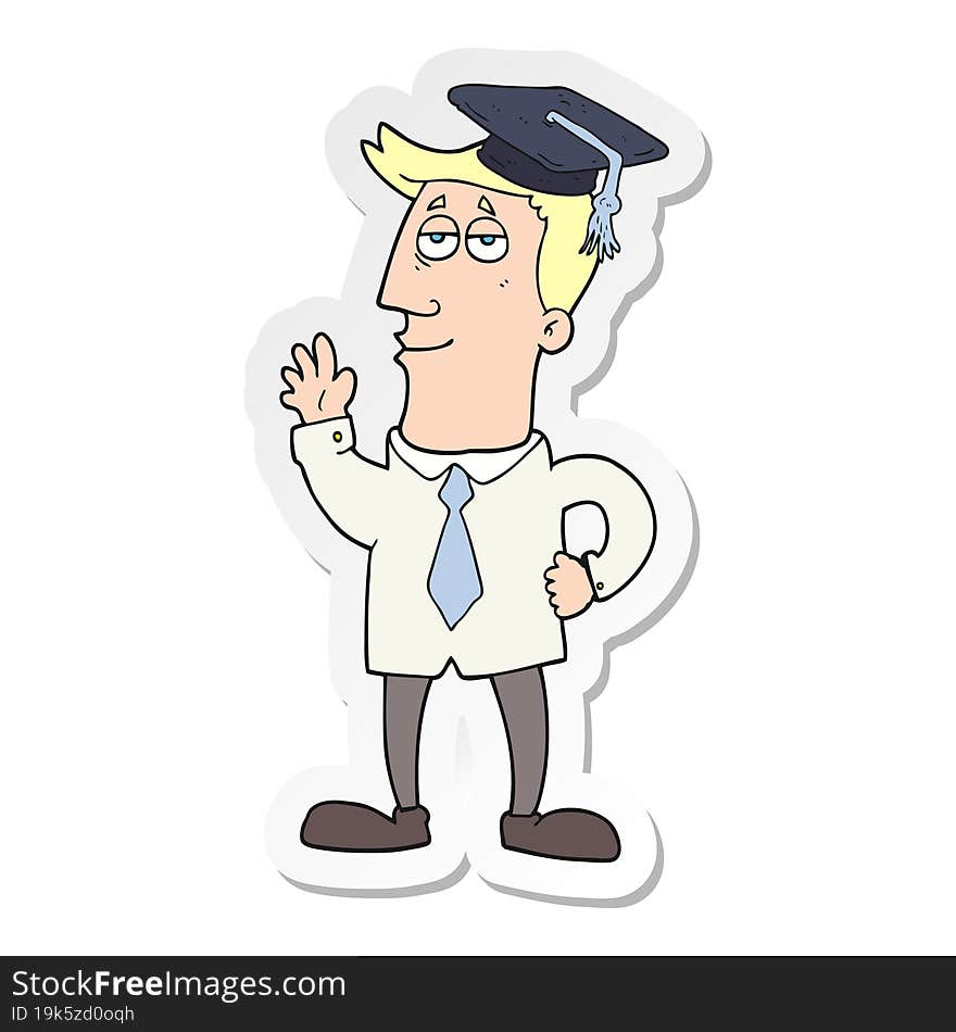 Sticker Of A Cartoon Graduate